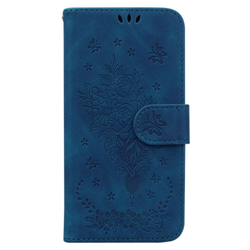 Kožené Puzdro Honor 200 Kryt Na Mobil Odtlačok Motýľov A Ruží