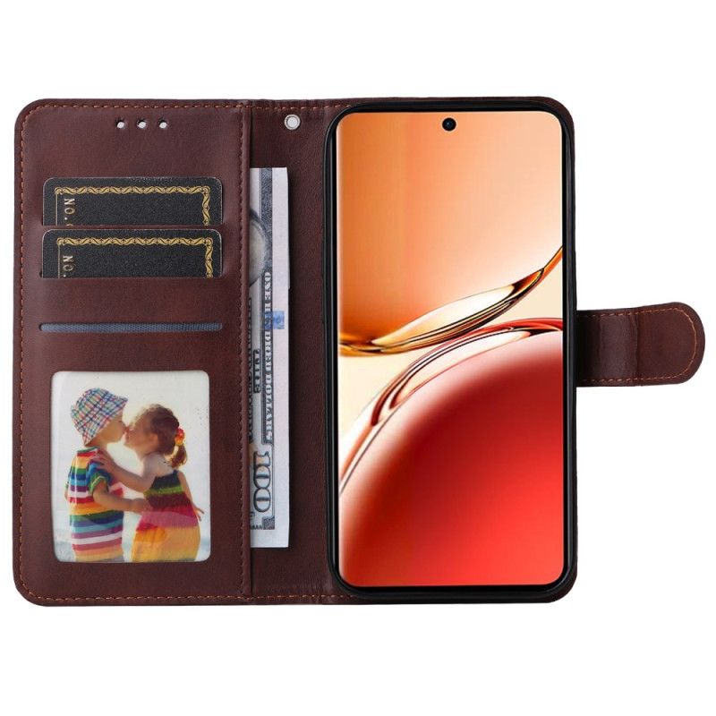 Kožené Puzdro Oppo Reno 12f 5g Kryt Na Mobil Obyčajná Umelá Koža S Remienkom