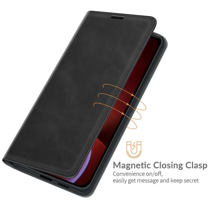 Flipové Puzdro iPhone 13 Pro Max Kožené Puzdro Efekt Hodvábnej Jemnej Kože