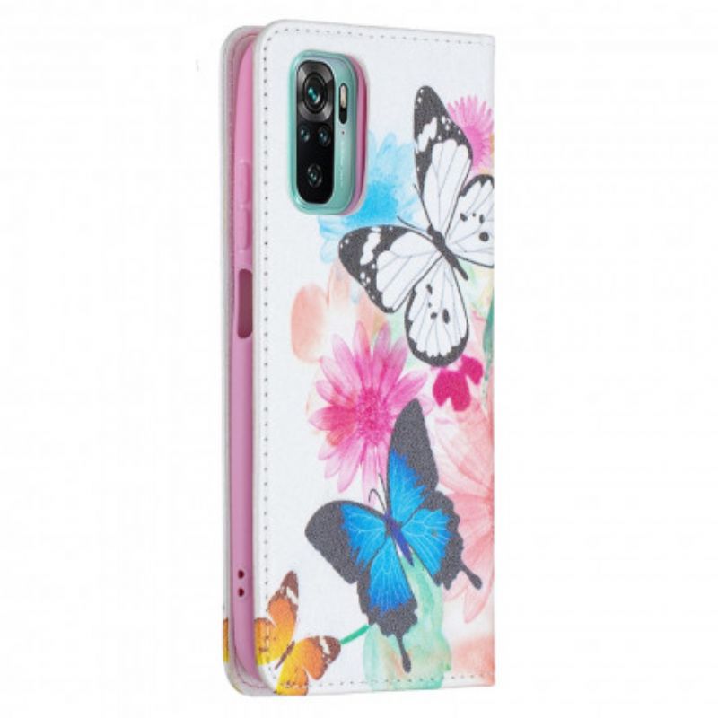 Flipové Puzdro Xiaomi Redmi Note 10 / 10S Kožené Puzdro Farebné Motýle