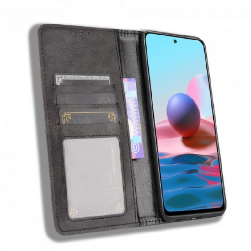 Flipové Puzdro Xiaomi Redmi Note 10 / 10S Kožené Puzdro Štylizovaný Efekt Vintage Kože