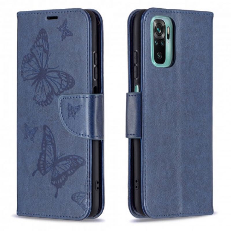 Flipové Puzdro Xiaomi Redmi Note 10 / 10S Popruh S Potlačou Motýľov