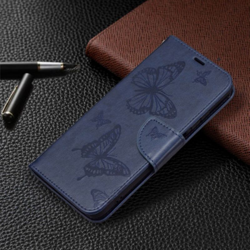 Flipové Puzdro Xiaomi Redmi Note 10 / 10S Popruh S Potlačou Motýľov