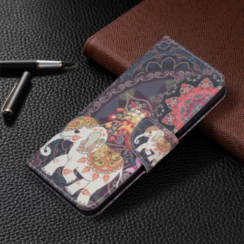 Kožené Puzdro Xiaomi Redmi Note 10 / 10S Indické Slony