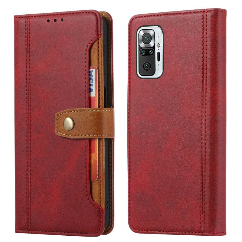 Kožené Puzdro Xiaomi Redmi Note 10 / 10S Predný Držiak Karty A Popruh
