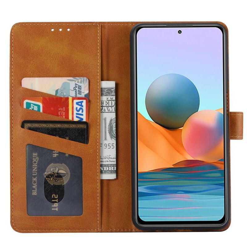 Kožené Puzdro Xiaomi Redmi Note 10 / 10S Predný Držiak Karty A Popruh