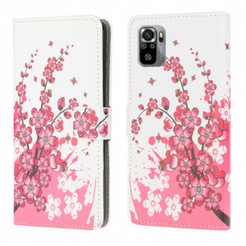Kožené Puzdro Xiaomi Redmi Note 10 / 10S Tropické Kvety