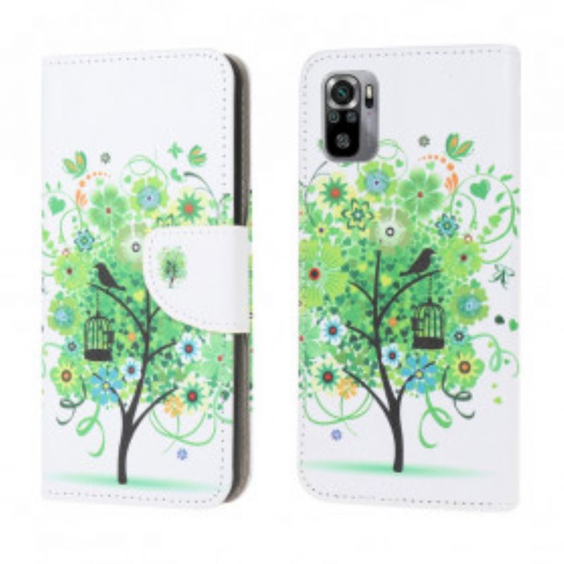 Kožené Puzdro Xiaomi Redmi Note 10 / 10S Zelený Strom