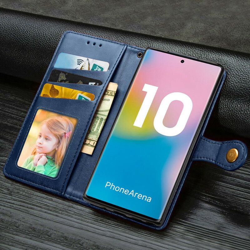 Kožené Puzdro Samsung Galaxy Note 10 Elegantný Remienok Z Umelej Kože