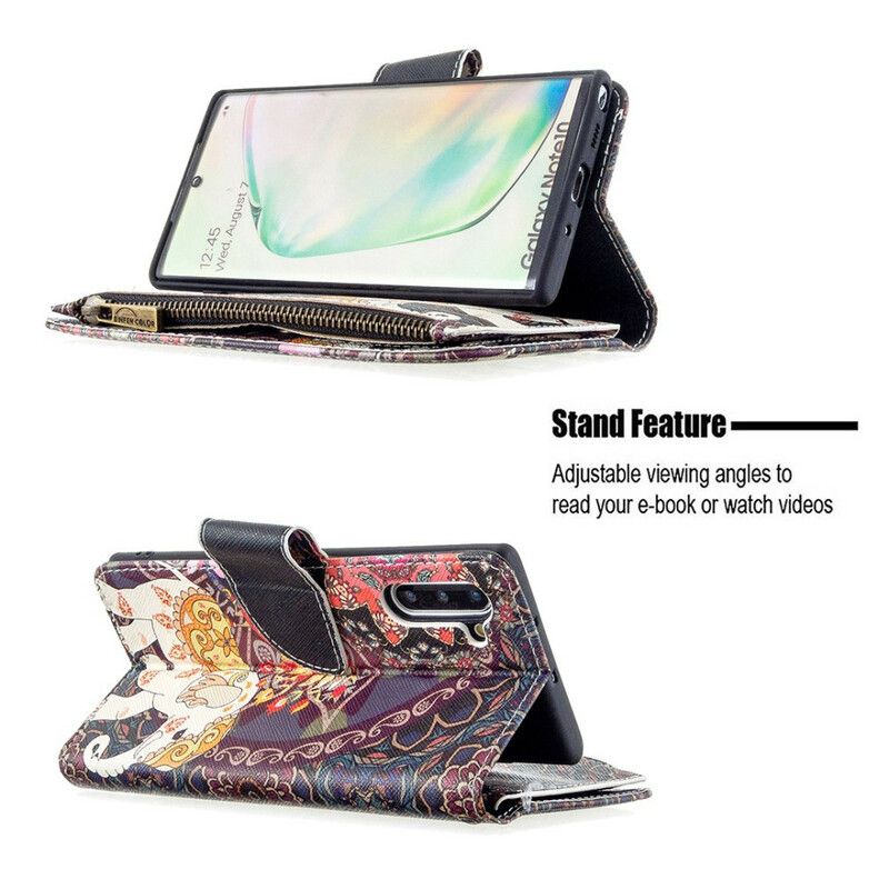 Kožené Puzdro Samsung Galaxy Note 10 Vrecko Na Zips Slona