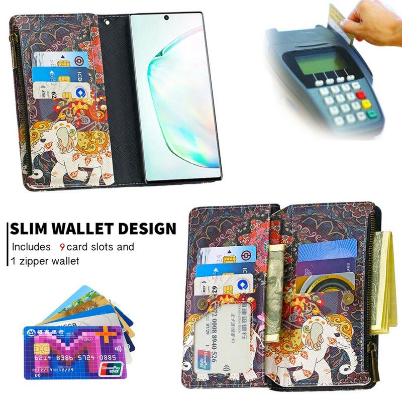 Kožené Puzdro Samsung Galaxy Note 10 Vrecko Na Zips Slona