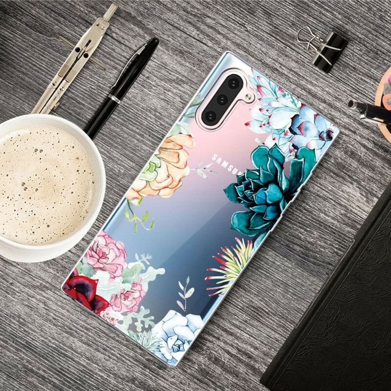 Kryt Samsung Galaxy Note 10 Bezšvové Akvarelové Kvety