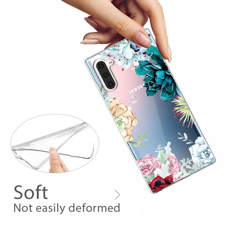 Kryt Samsung Galaxy Note 10 Bezšvové Akvarelové Kvety