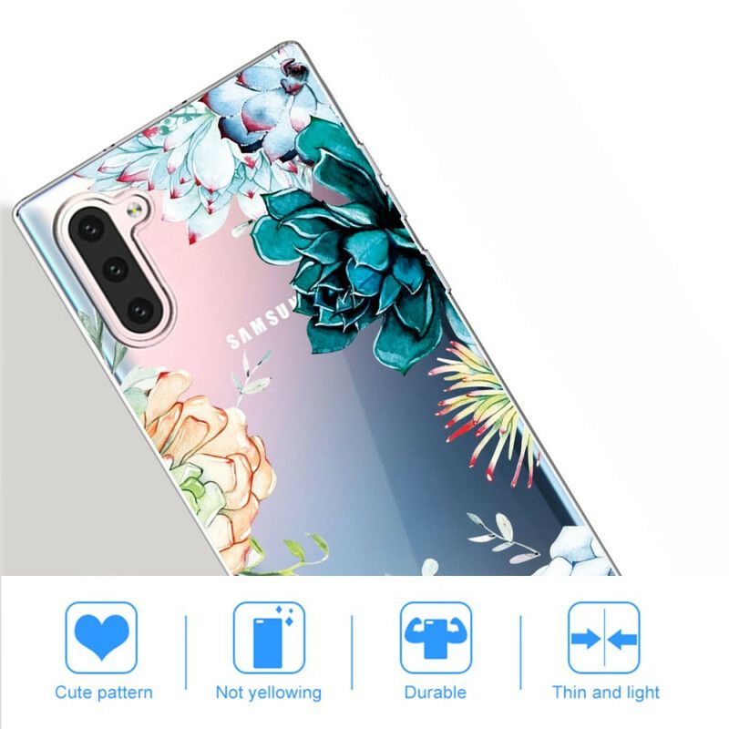 Kryt Samsung Galaxy Note 10 Bezšvové Akvarelové Kvety