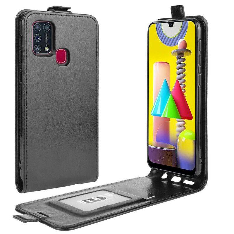 Kožené Puzdro Samsung Galaxy M31 Flipové Puzdro Skladací Kožený Efekt