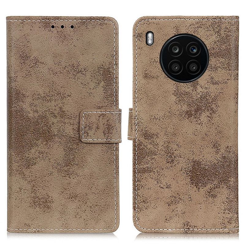 Flipové Puzdro Huawei Nova 8i Vintage Kožený Efekt