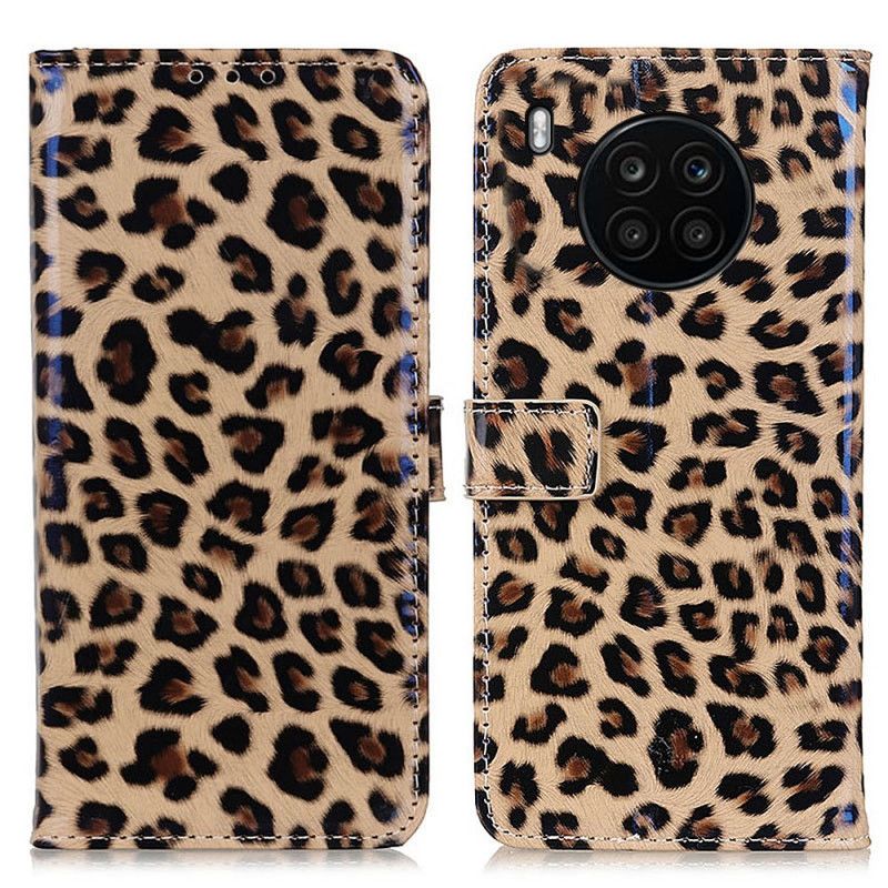 Kožené Puzdro Huawei Nova 8i Obyčajný Leopard