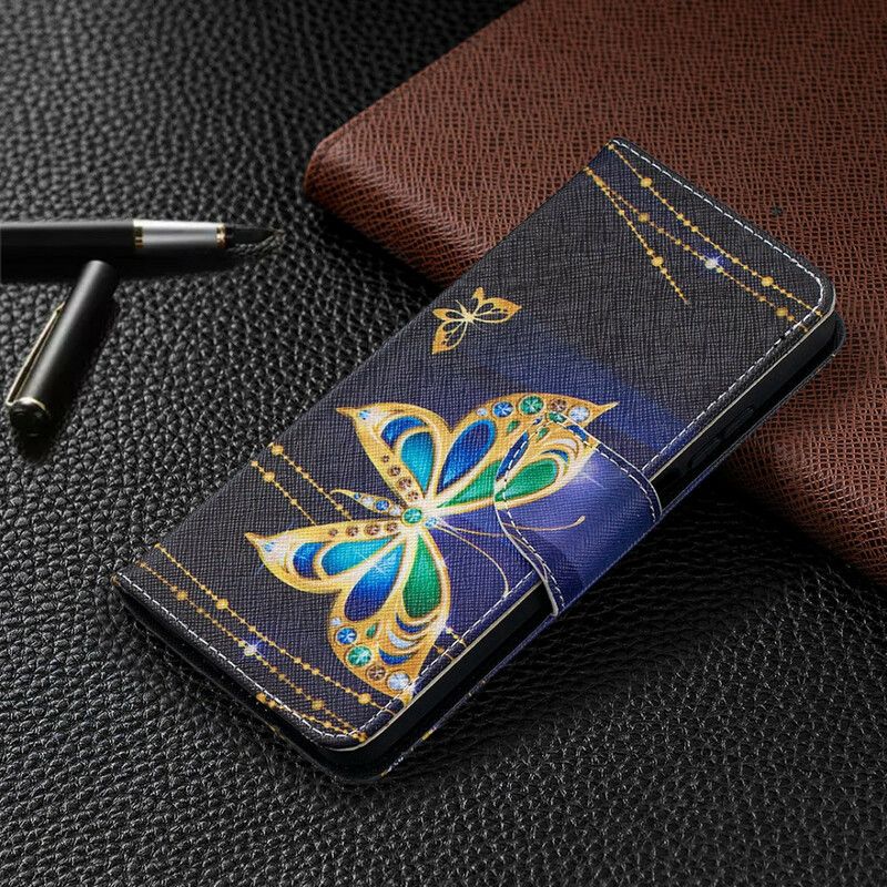 Kožené Puzdro Xiaomi Redmi Note 9 Pro 5G Čarovný Motýľ