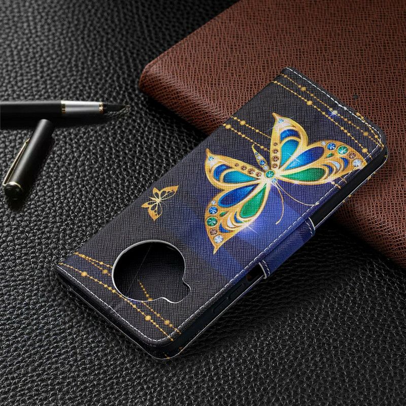 Kožené Puzdro Xiaomi Redmi Note 9 Pro 5G Čarovný Motýľ