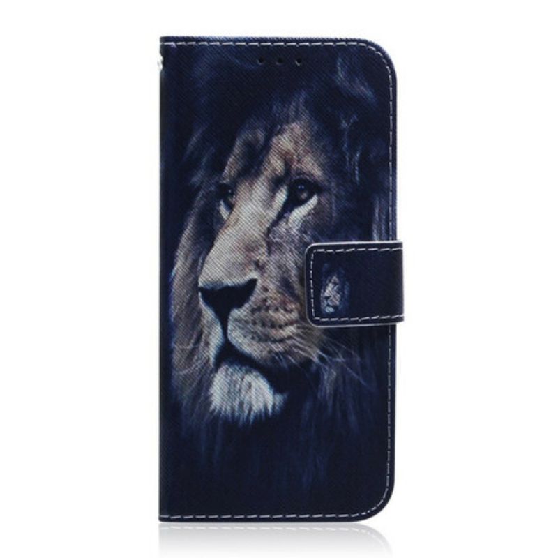 Kožené Puzdro Xiaomi Redmi Note 9 Pro 5G Snívajúci-lev
