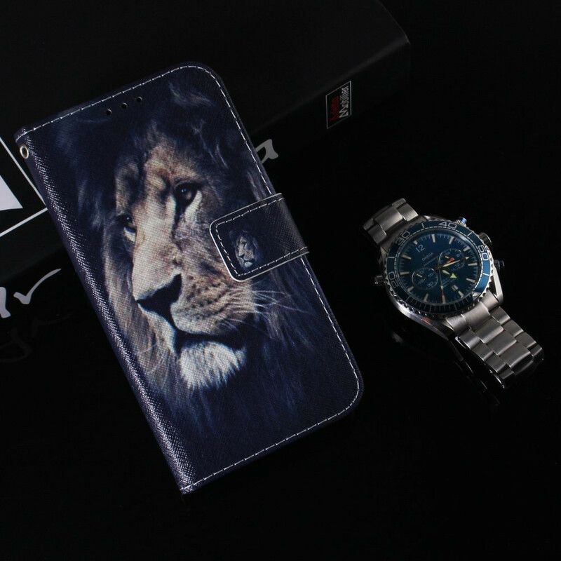 Kožené Puzdro Xiaomi Redmi Note 9 Pro 5G Snívajúci-lev