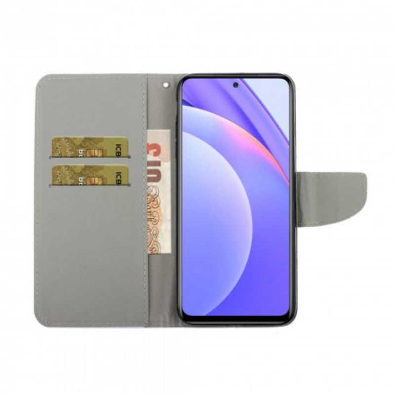 Peňaženkový Kryt Xiaomi Redmi Note 9 Pro 5G Sova Rodinka So Šnúrkou