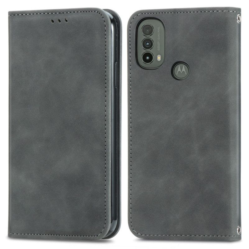 Flipové Puzdro Moto E40 / E30 / E20 Kožené Puzdro Dizajn Na Dotyk Pokožky