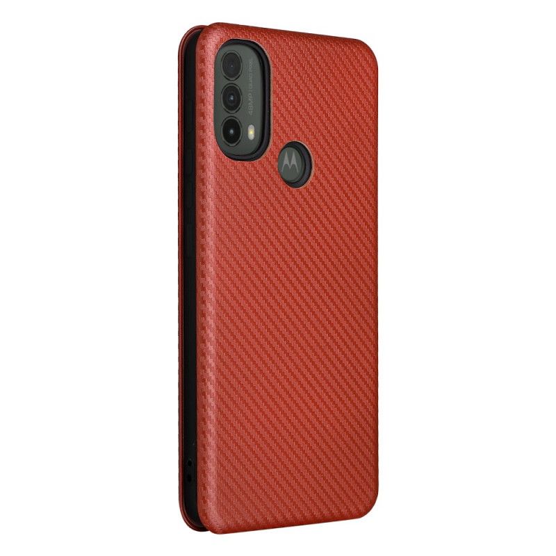 Flipové Puzdro Moto E40 / E30 / E20 Kožené Puzdro Uhlíkové Vlákno
