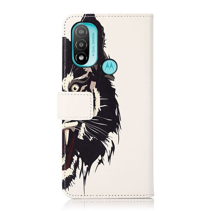 Kožené Puzdro Moto E40 / E30 / E20 Divoký Tiger