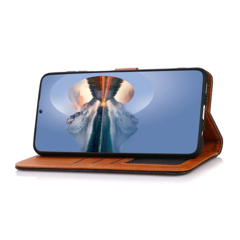 Kožené Puzdro Moto E40 / E30 / E20 Dvojfarebná Zlatá Spona Khazneh