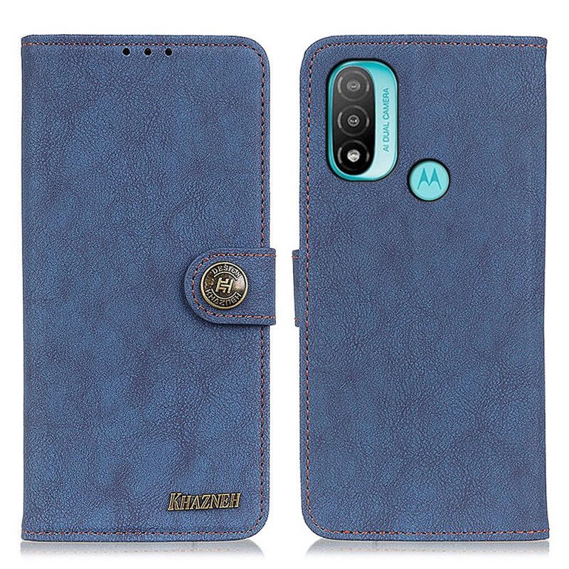 Kožené Puzdro Moto E40 / E30 / E20 Khazneh Retro Štiepaná Koža