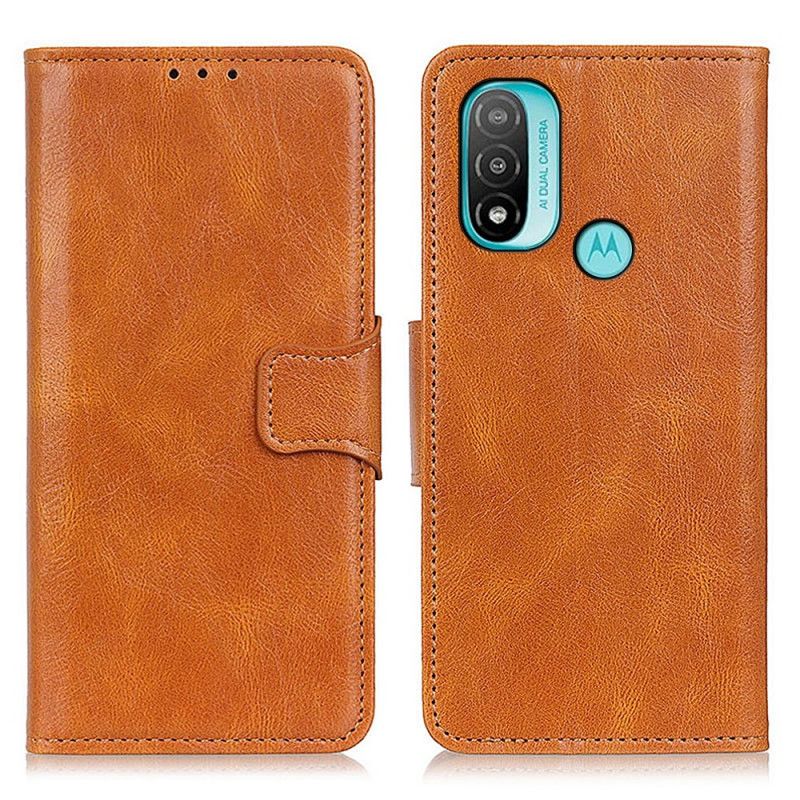 Peňaženkový Kryt Moto E40 / E30 / E20 Obojstranná Spona S Koženým Efektom