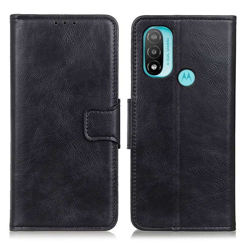 Peňaženkový Kryt Moto E40 / E30 / E20 Obojstranná Spona S Koženým Efektom