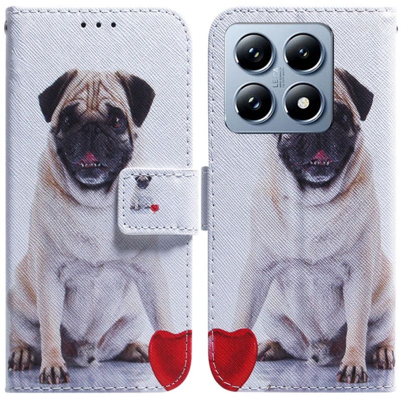 Kožené Puzdro Xiaomi 14t Kryt Na Mobil Mops Pes