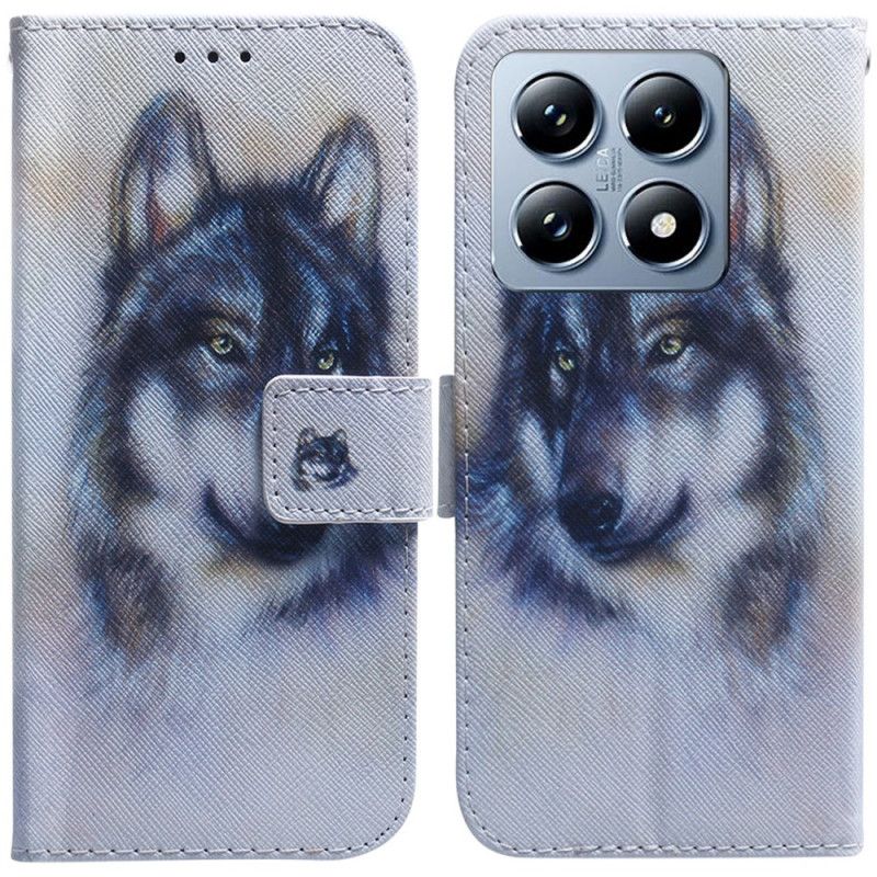 Kožené Puzdro Xiaomi 14t Vlčí Akvarel