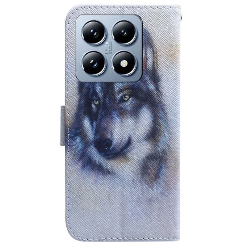 Kožené Puzdro Xiaomi 14t Vlčí Akvarel