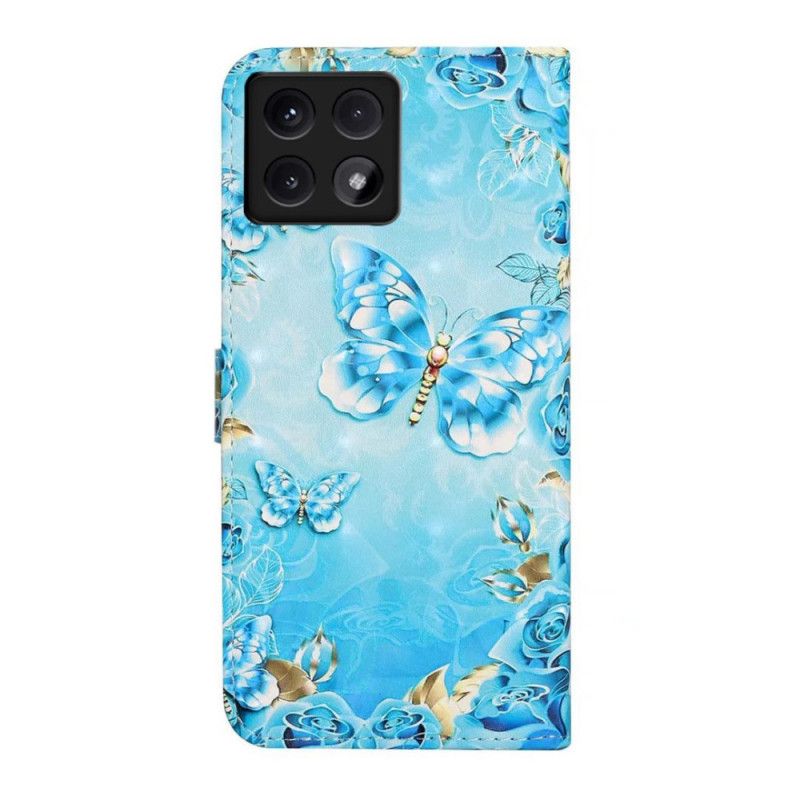 Puzdro Xiaomi 14t Modré Motýle A Diamanty