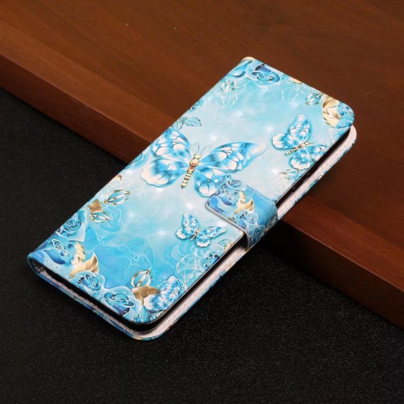 Puzdro Xiaomi 14t Modré Motýle A Diamanty