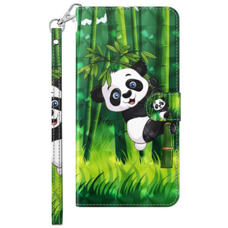 Kožené Puzdro Xiaomi Redmi 10A Bambusová Panda So Šnúrkou