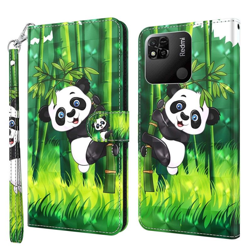Kožené Puzdro Xiaomi Redmi 10A Bambusová Panda So Šnúrkou