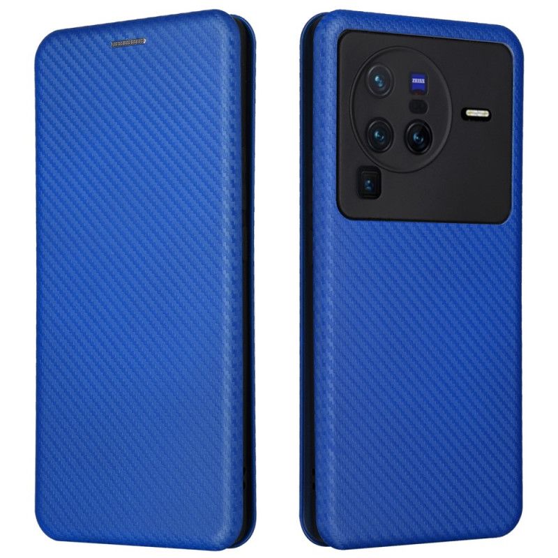 Flipové Puzdro Vivo X80 Pro Kožené Puzdro Farebné Uhlíkové Vlákno