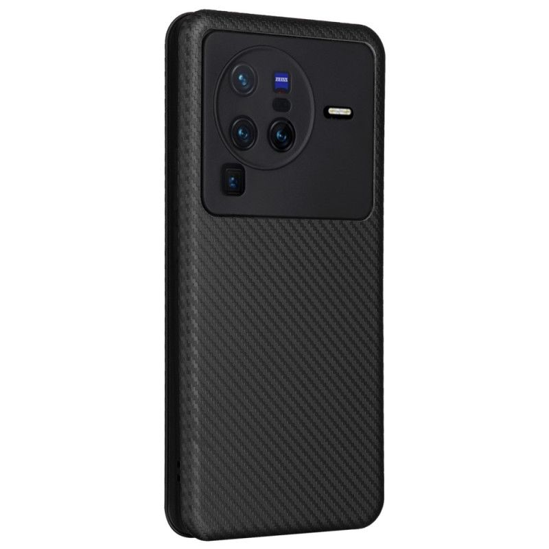 Flipové Puzdro Vivo X80 Pro Kožené Puzdro Farebné Uhlíkové Vlákno