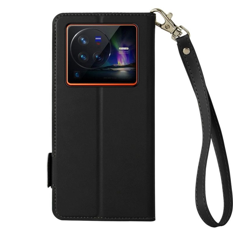 Kožené Puzdro Vivo X80 Pro Dvojfarebné S Remienkom