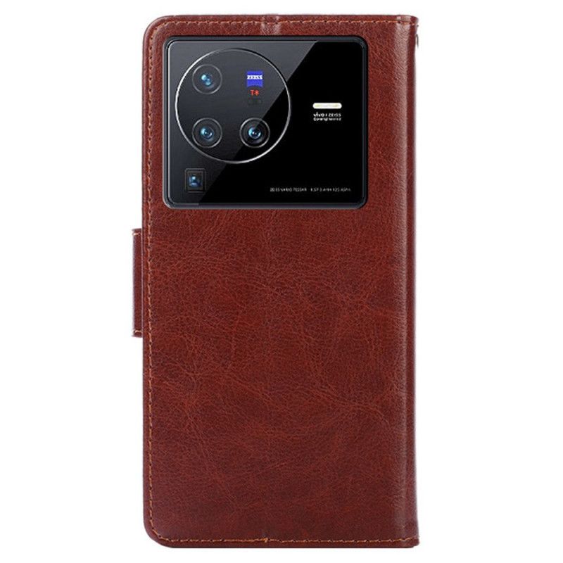 Peňaženkový Kryt Vivo X80 Pro Vintage Kožený Štýl