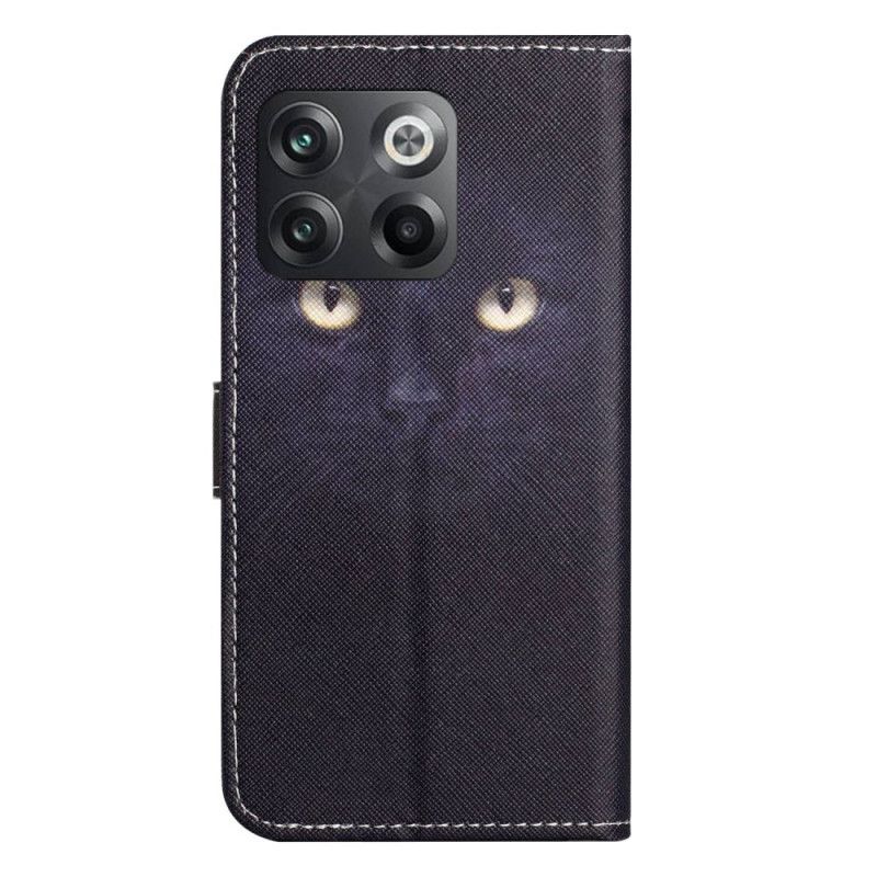 Kožené Puzdro OnePlus 10T 5G Čierna Mačka S Popruhom