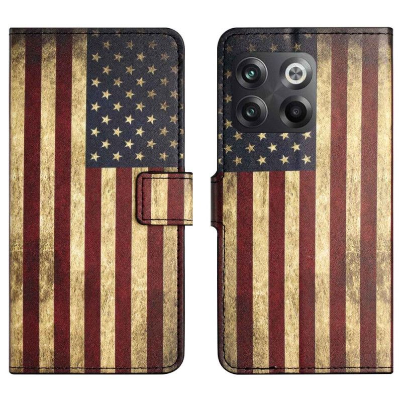 Kožené Puzdro OnePlus 10T 5G Vintage Americká Vlajka