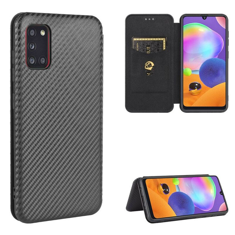 Flipové Puzdro Samsung Galaxy A31 Kožené Puzdro Uhlíkové Vlákno