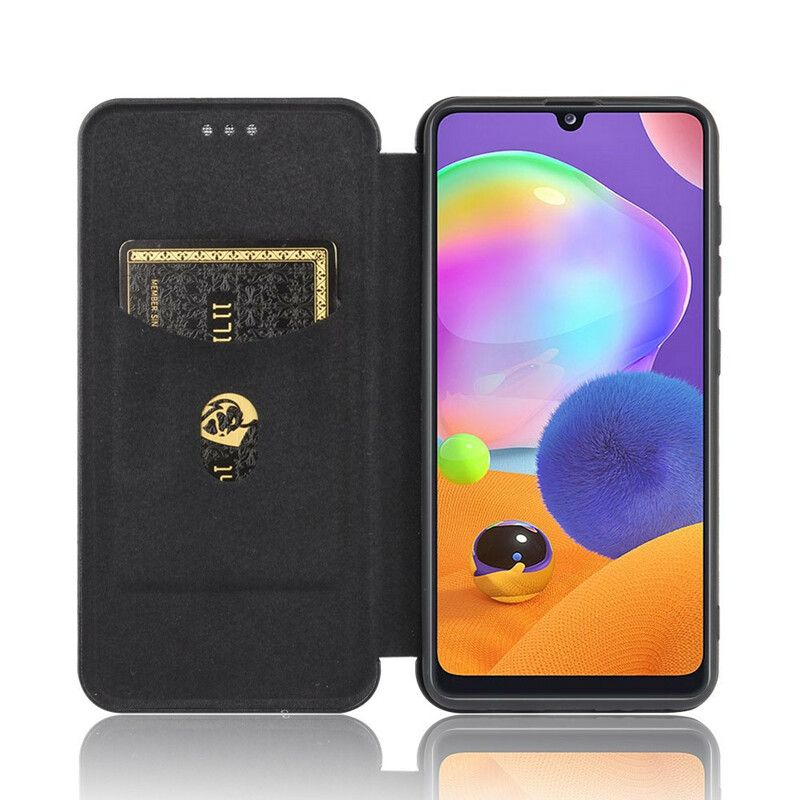 Flipové Puzdro Samsung Galaxy A31 Kožené Puzdro Uhlíkové Vlákno
