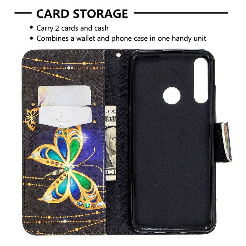 Kožené Puzdro Huawei Y6p Čarovný Motýľ