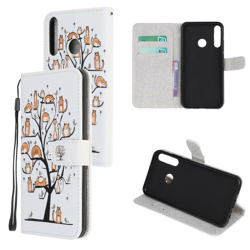 Kožené Puzdro Huawei Y6p Funky Mačky S Popruhom